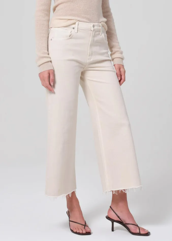 Citizens Of Humanity Lyra Wide Leg Crop In Almondette Women Petite