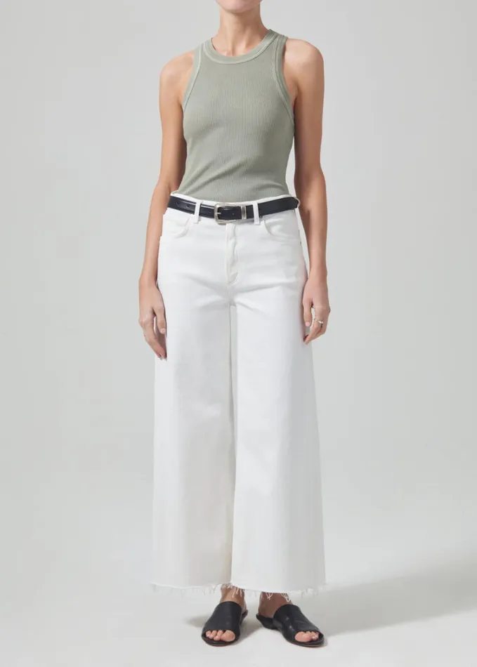 Citizens Of Humanity Lyra Wide Leg Crop In White Women Petite