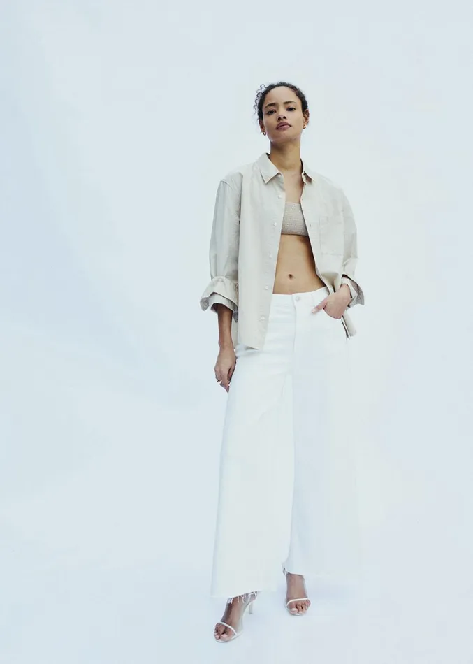 Citizens Of Humanity Lyra Wide Leg Crop In White Women Petite