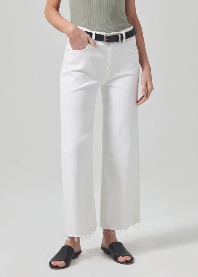 Citizens Of Humanity Lyra Wide Leg Crop In White Women Petite