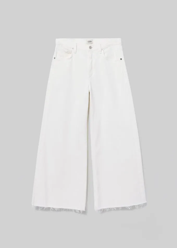 Citizens Of Humanity Lyra Wide Leg Crop In White Women Petite