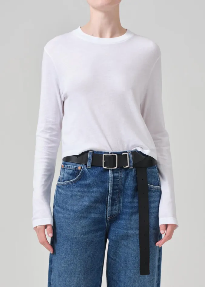 Citizens Of Humanity Sabine Cropped Long Sleeve In White Women Tops
