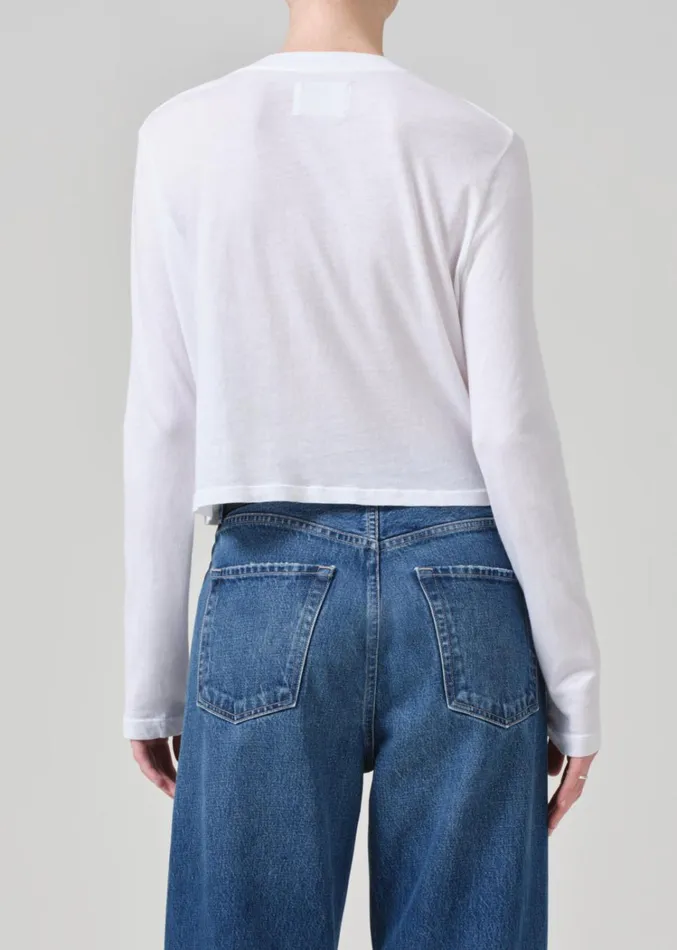 Citizens Of Humanity Sabine Cropped Long Sleeve In White Women Tops