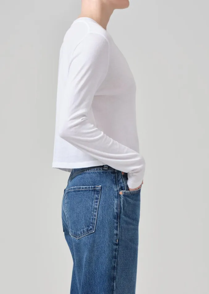 Citizens Of Humanity Sabine Cropped Long Sleeve In White Women Tops
