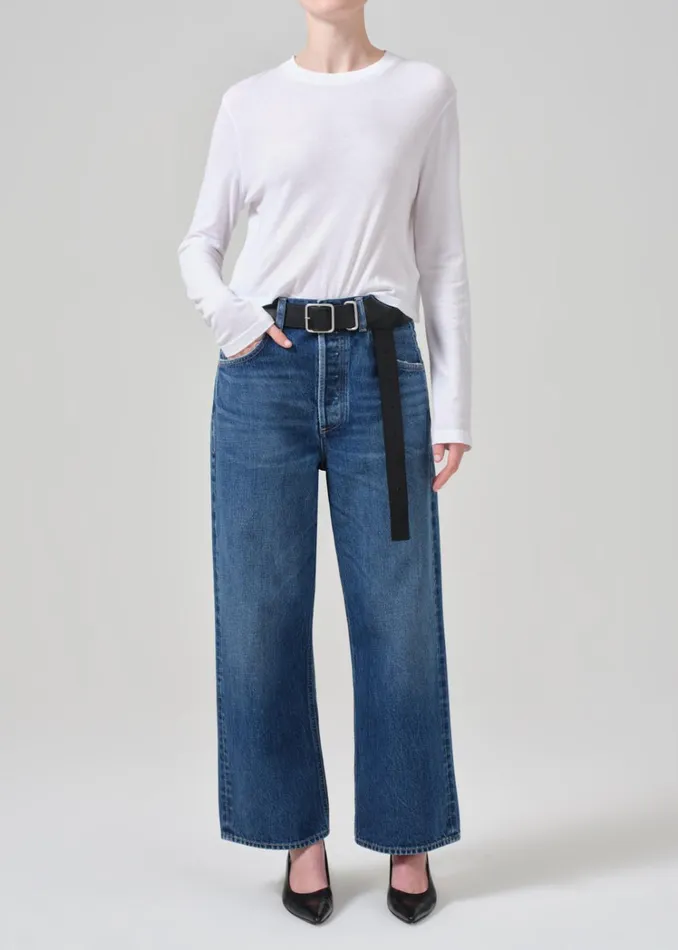Citizens Of Humanity Sabine Cropped Long Sleeve In White Women Tops