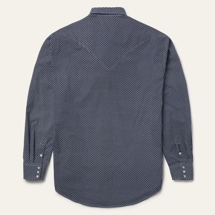 Classic Cut Men Stetson Diamond Geo Western Shirt Blue