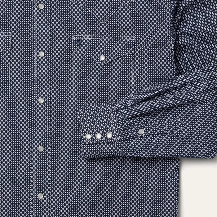 Classic Cut Men Stetson Diamond Geo Western Shirt Blue