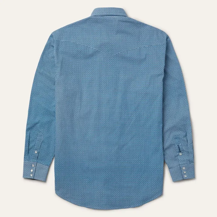 Classic Cut Men Stetson Micro Print Western Shirt Blue