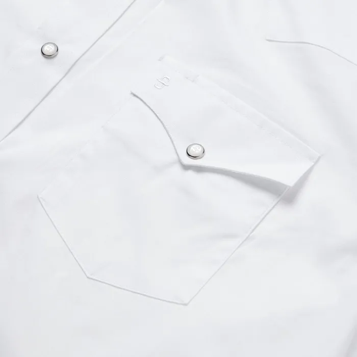 Classic Cut Men Stetson White Pinpoint Oxford Western Shirt White