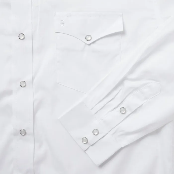 Classic Cut Men Stetson White Pinpoint Oxford Western Shirt White