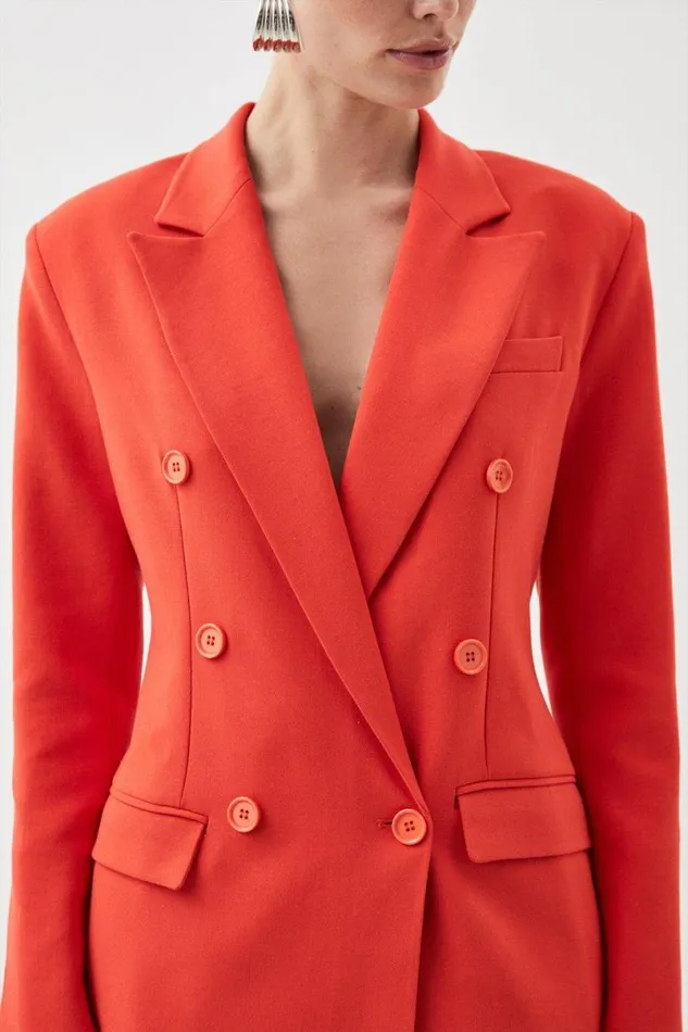 Clean Tailored Double Breasted Blazer Jacket Light Red Women Karen Millen Coats and Jackets