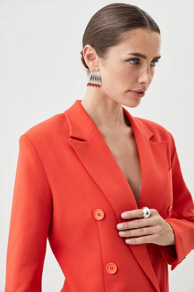 Clean Tailored Double Breasted Blazer Jacket Light Red Women Karen Millen Coats and Jackets