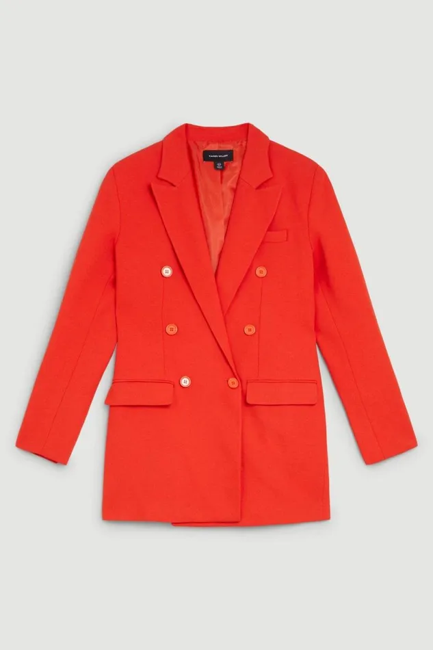 Clean Tailored Double Breasted Blazer Jacket Light Red Women Karen Millen Coats and Jackets
