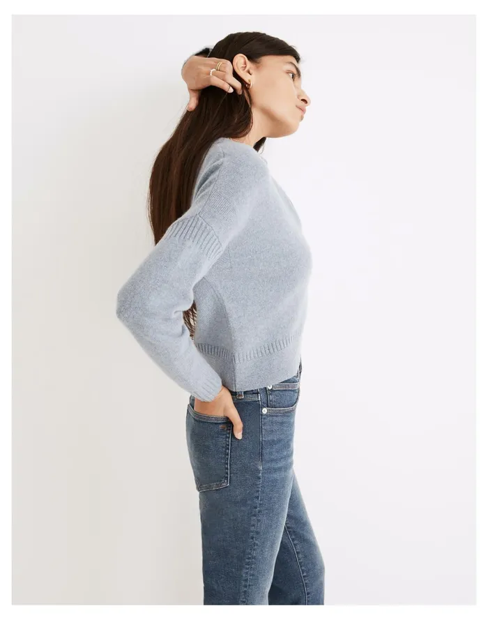 Clemence Cropped Cardigan Sweater Heather Cornflower Women Madewell Sweaters Clemence Cropped Cardigan Sweater Heather Cornflower Women Madewell Sweaters