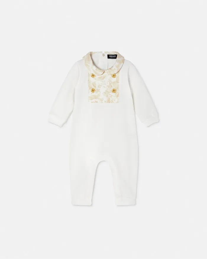 Clothing Kids Versace Barocco Baby Sleepsuit Beige
