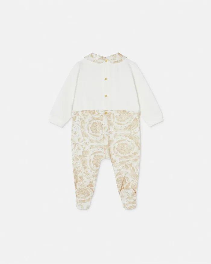 Clothing Kids Versace Barocco Baby Sleepsuit Beige