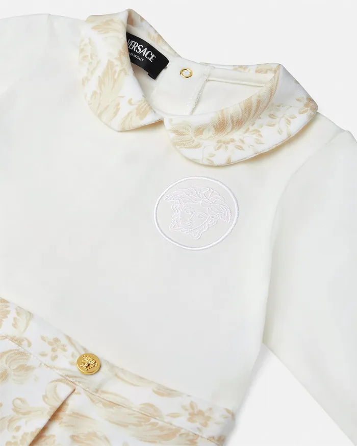 Clothing Kids Versace Barocco Baby Sleepsuit Beige