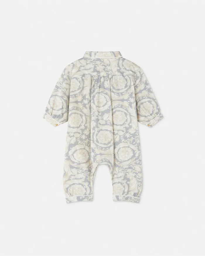 Clothing Kids Versace Barocco Baby Sleepsuit Gray