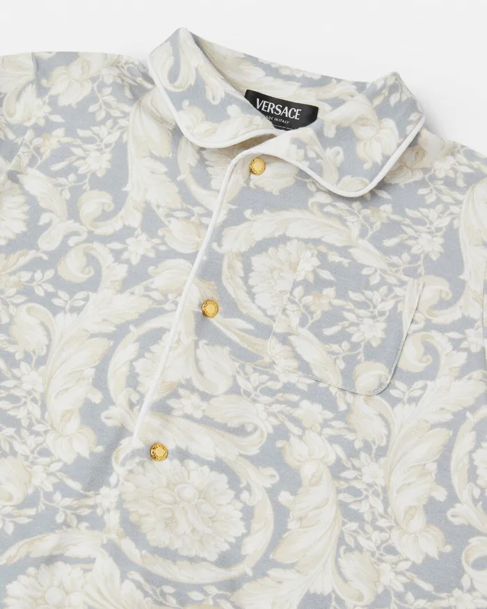 Clothing Kids Versace Barocco Baby Sleepsuit Gray