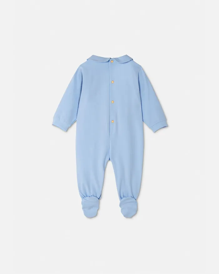 Clothing Kids Versace Embroidered Medusa Baby Sleepsuit Blue