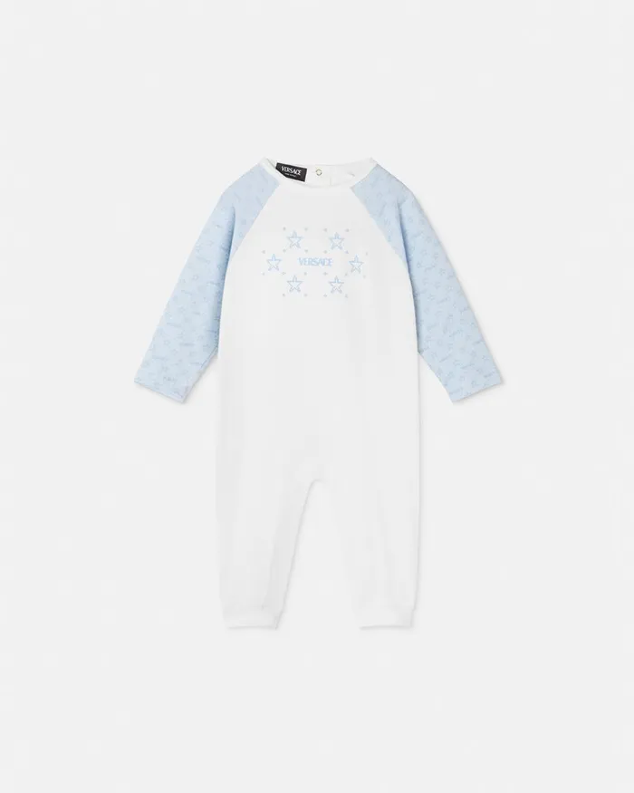 Clothing Kids Versace Logo Baby Sleepsuit White