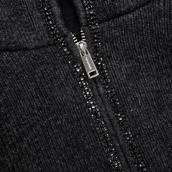 CoOrds Women Self Portrait Grey Knit Cropped Hoodie