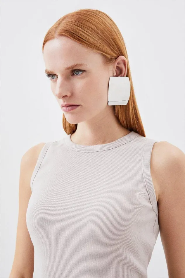Compact Jersey Ribbed Top Neutral Women Karen Millen Tops