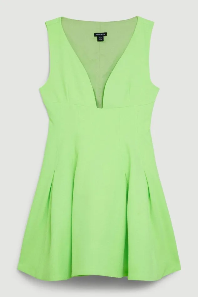 Compact Stretch Tailored Fit And Flare Mini Dress Lime Women Karen Millen Dresses