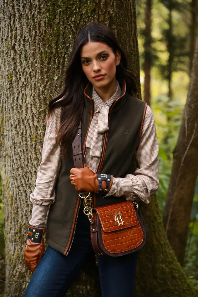 Contrast Leather Gloves Tan Ink Navy Women Holland Cooper Gloves