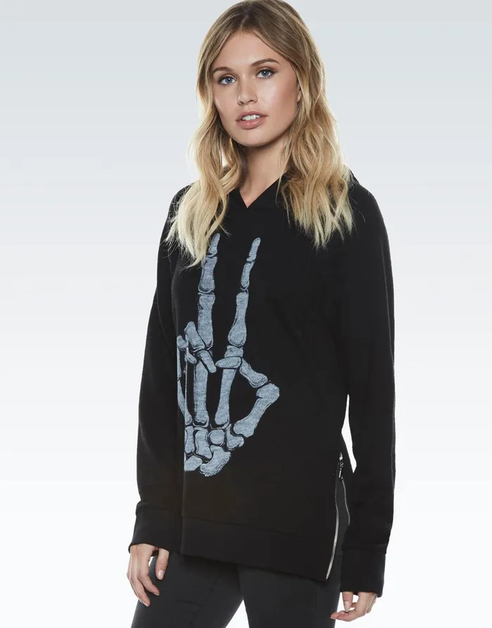 Corbin Skeleton Peace Black Women039s Lauren Moshi Hoodies