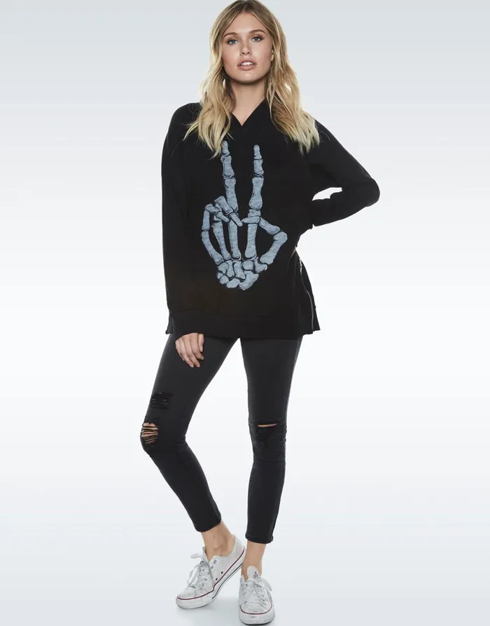 Corbin Skeleton Peace Black Women039s Lauren Moshi Hoodies