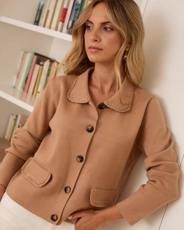 Cornelia Knitted Jacket Camel Women Polin Et Moi Blazer And Jackets