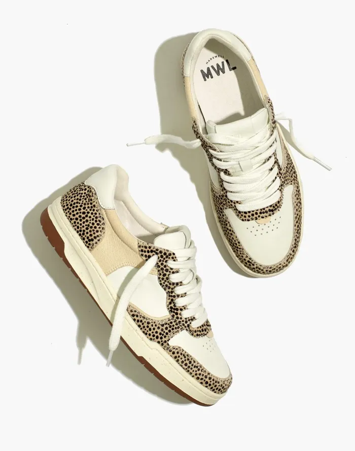 Court Sneakers In Spotted Calf Hair Sand Beige Multi Women Madewell Sneakers