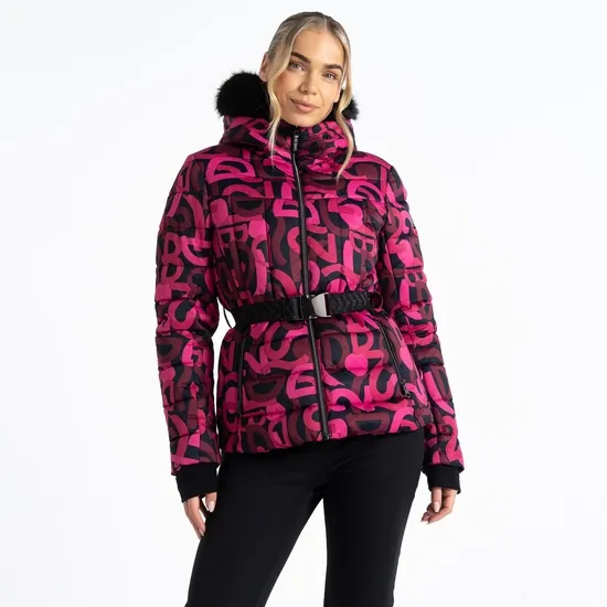 Crevasse Ski Jacket Pure Pink Graffiti Print Women Dare 2b Ski Jackets