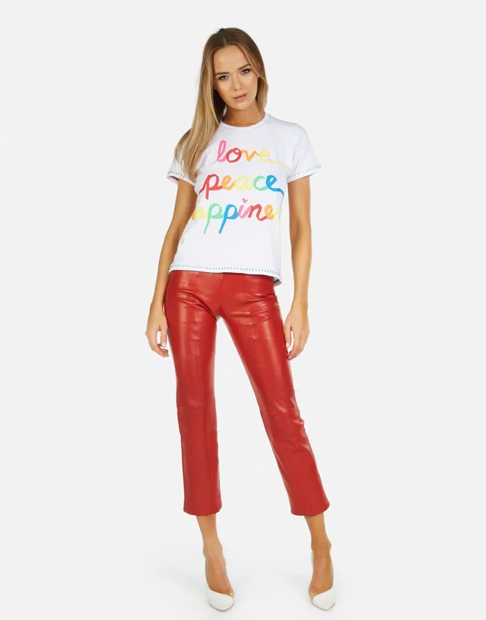 Croft Love Peace Happiness White Women039s Lauren Moshi Short Sleeve