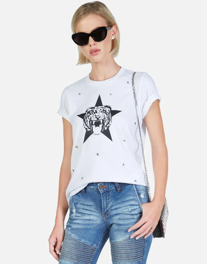 Croft Star Tiger White Women039s Lauren Moshi Short Sleeve