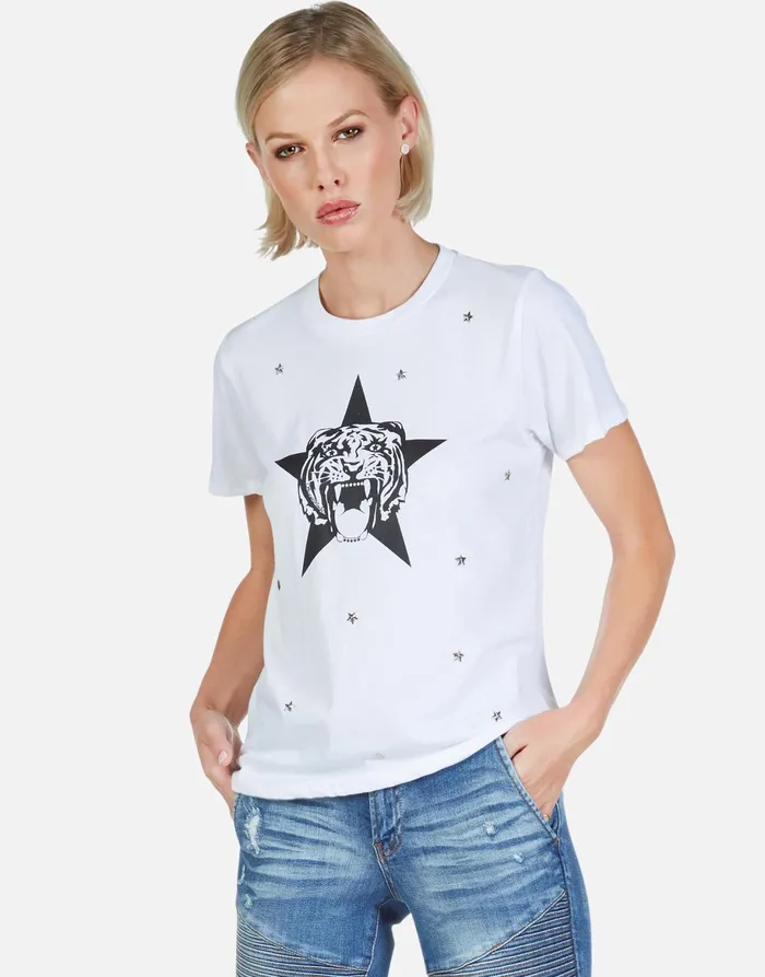 Croft Star Tiger White Women039s Lauren Moshi Short Sleeve