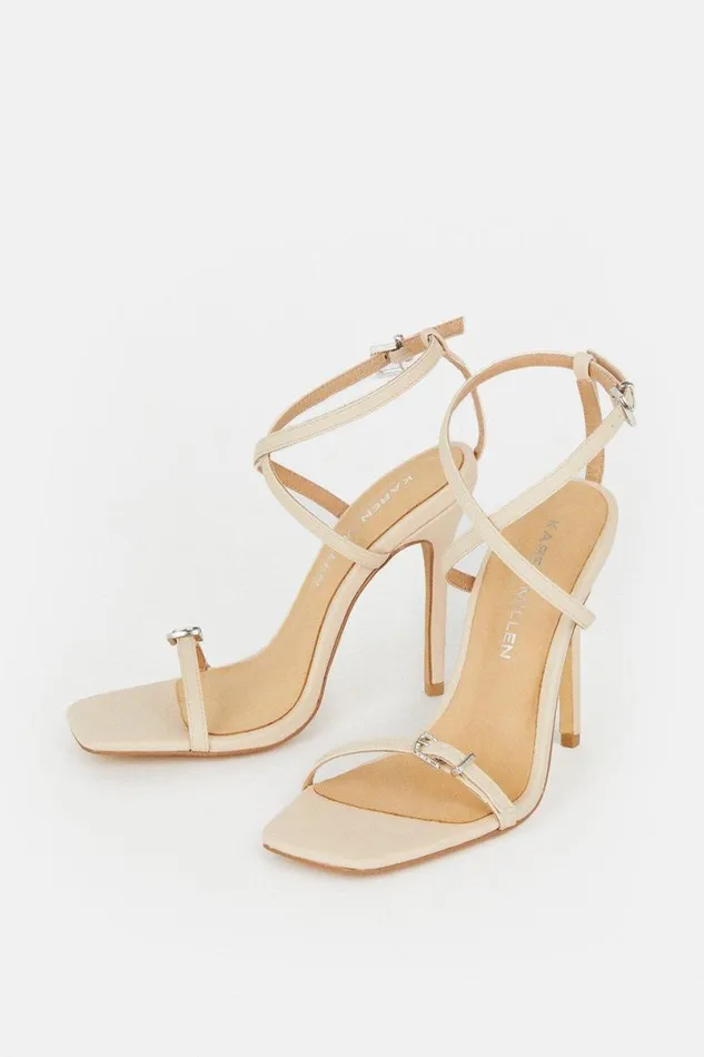 Cross Over Buckle Stiletto Heel Nude Women Karen Millen Heels