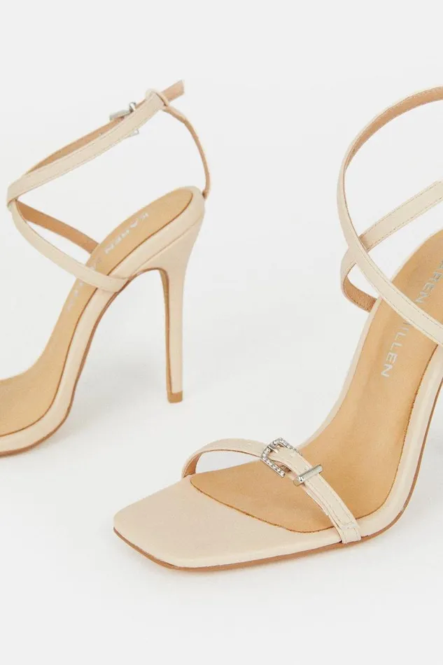 Cross Over Buckle Stiletto Heel Nude Women Karen Millen Heels