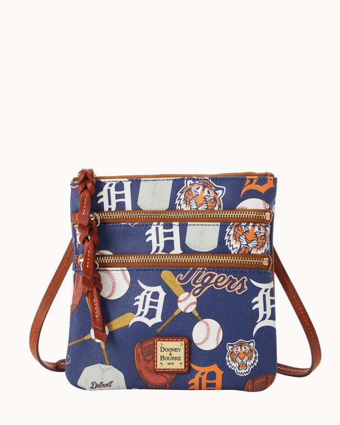 Crossbodies Women Dooney and Bourke MLB Tigers North South Triple Zip Crossbody Tigers