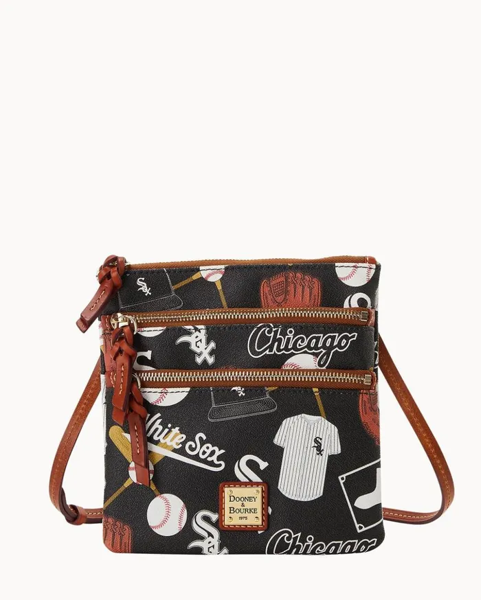 Crossbodies Women Dooney and Bourke MLB White Sox North South Triple Zip Crossbody White Sox Crossbodies Women Dooney and Bourke MLB White Sox North South Triple Zip Crossbody White Sox