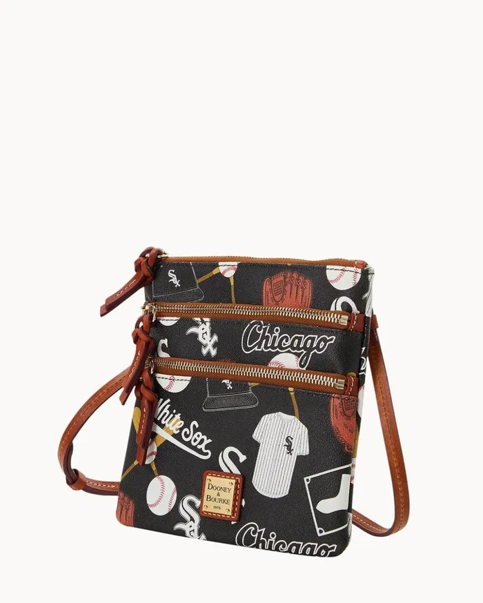 Crossbodies Women Dooney and Bourke MLB White Sox North South Triple Zip Crossbody White Sox Crossbodies Women Dooney and Bourke MLB White Sox North South Triple Zip Crossbody White Sox