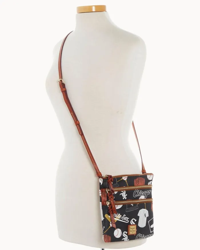 Crossbodies Women Dooney and Bourke MLB White Sox North South Triple Zip Crossbody White Sox Crossbodies Women Dooney and Bourke MLB White Sox North South Triple Zip Crossbody White Sox