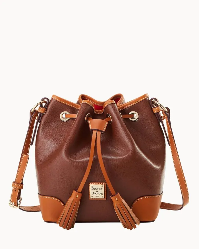 Crossbodies Women Dooney and Bourke Saffiano Crossbody Drawstring Amber