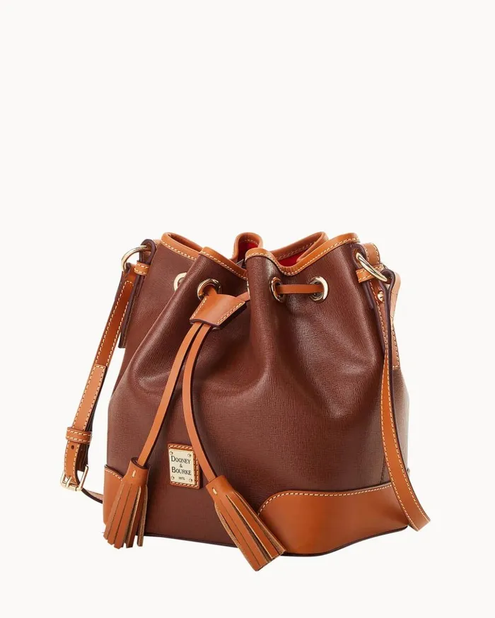 Crossbodies Women Dooney and Bourke Saffiano Crossbody Drawstring Amber Crossbodies Women Dooney and Bourke Saffiano Crossbody Drawstring Amber