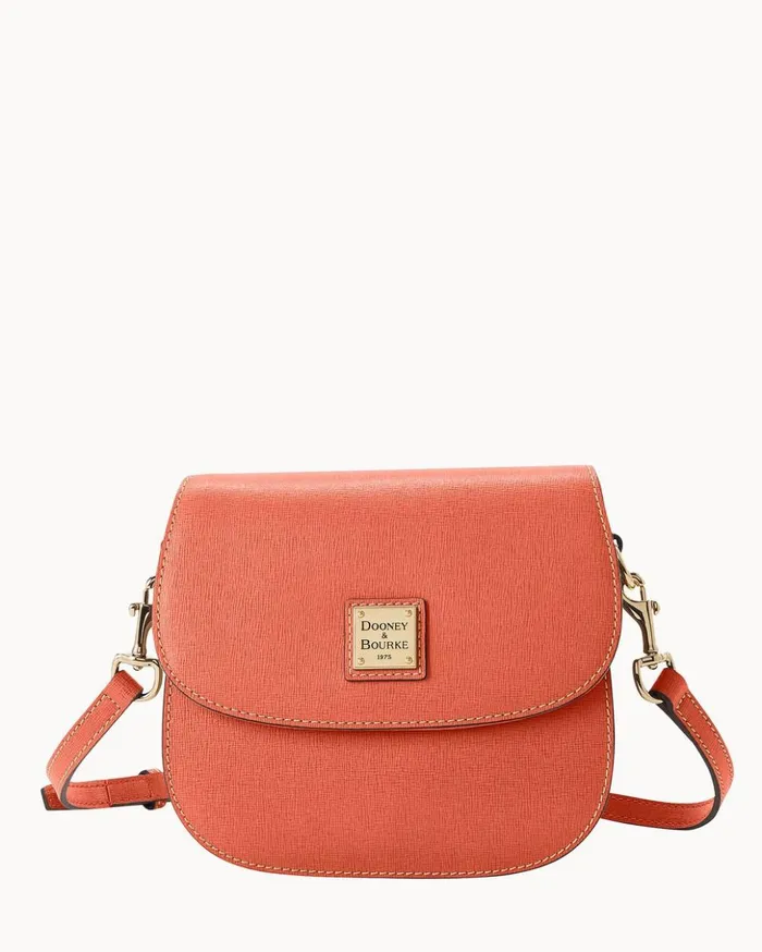 Crossbodies Women Dooney and Bourke Saffiano Saddle Bag Coral