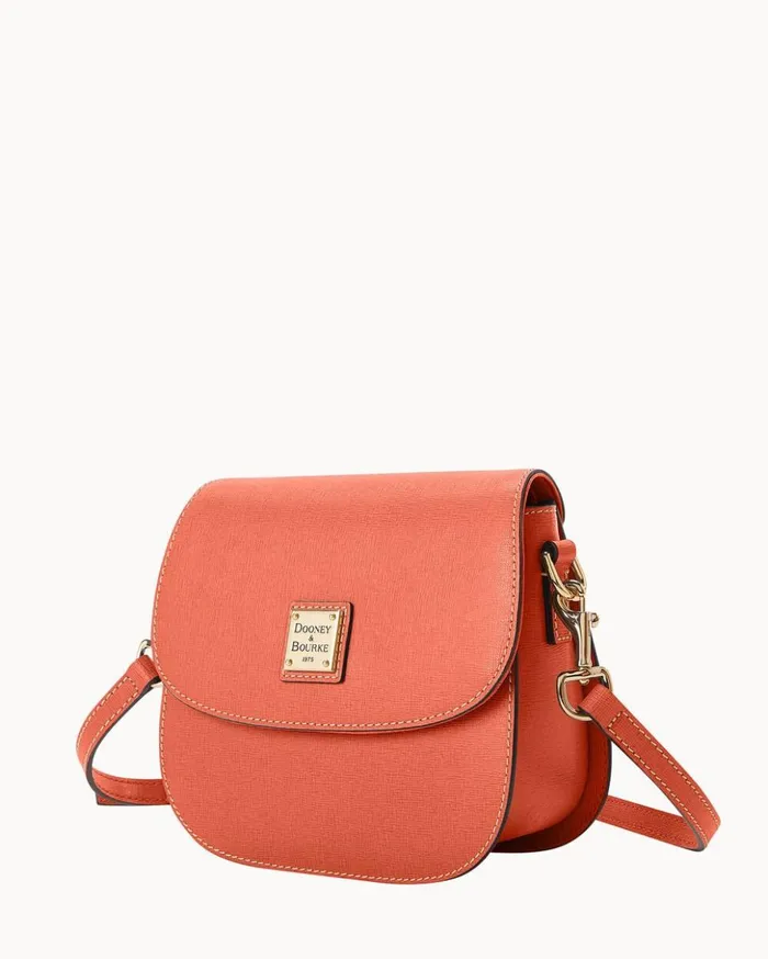 Crossbodies Women Dooney and Bourke Saffiano Saddle Bag Coral