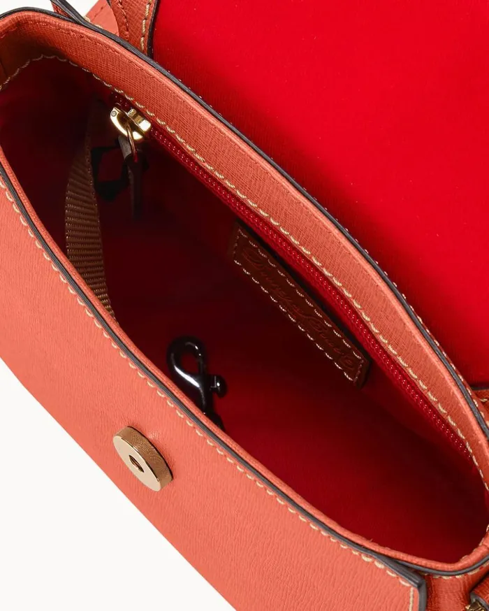 Crossbodies Women Dooney and Bourke Saffiano Saddle Bag Coral