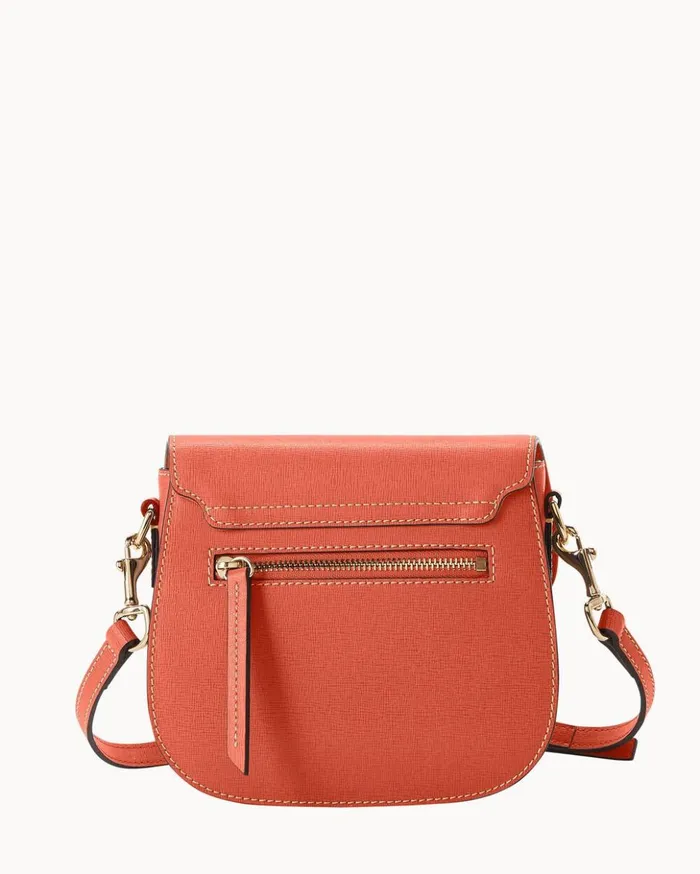 Crossbodies Women Dooney and Bourke Saffiano Saddle Bag Coral