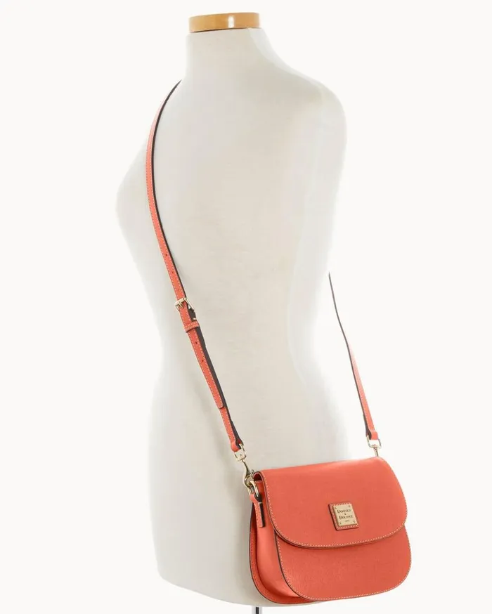 Crossbodies Women Dooney and Bourke Saffiano Saddle Bag Coral